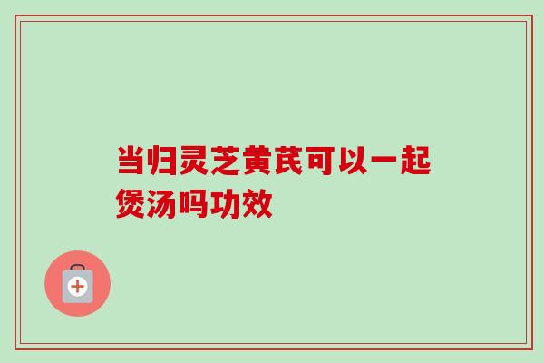 当归灵芝黄芪可以一起煲汤吗功效