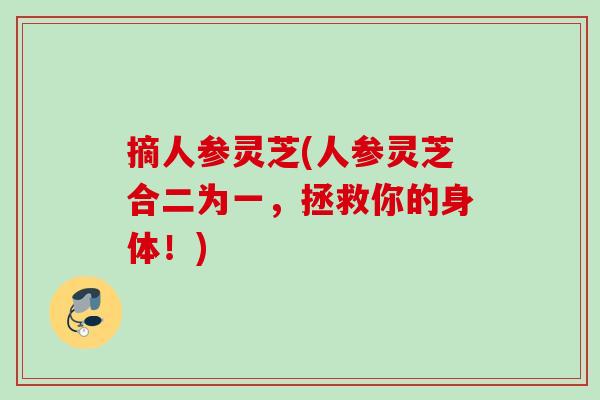 摘人参灵芝(人参灵芝合二为一,拯救你的身体!) 摘人参灵芝(人参灵芝合二为一,拯救你的身体!)