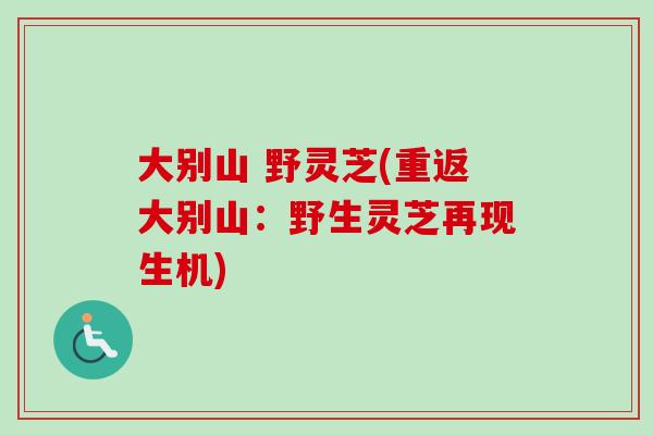 大别山 野灵芝(重返大别山：野生灵芝再现生机)