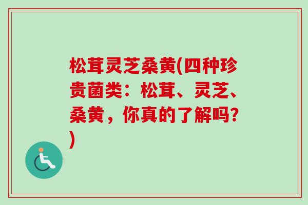松茸灵芝桑黄(四种珍贵菌类：松茸、灵芝、桑黄，你真的了解吗？)