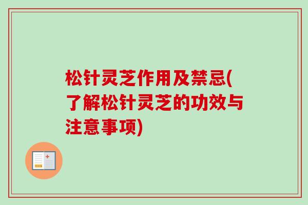 松针灵芝作用及禁忌(了解松针灵芝的功效与注意事项) 松针灵芝作用及禁忌(了解松针灵芝的功效与注意事项)