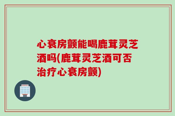 心衰房颤能喝鹿茸灵芝酒吗(鹿茸灵芝酒可否心衰房颤) 心衰房颤能喝鹿茸灵芝酒吗(鹿茸灵芝酒可否心衰房颤)