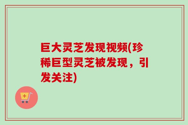 巨大灵芝发现视频(珍稀巨型灵芝被发现，引发关注)