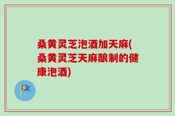 桑黄灵芝泡酒加天麻(桑黄灵芝天麻酿制的健康泡酒)