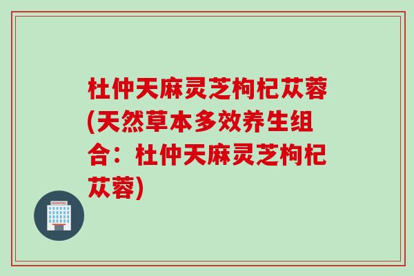杜仲天麻灵芝枸杞苁蓉(天然草本多效养生组合：杜仲天麻灵芝枸杞苁蓉)