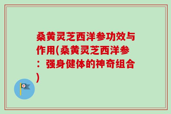 桑黄灵芝西洋参功效与作用(桑黄灵芝西洋参：强身健体的神奇组合)