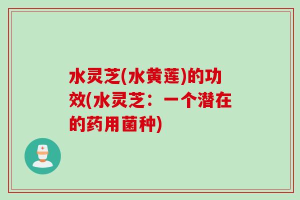 水灵芝(水黄莲)的功效(水灵芝：一个潜在的药用菌种)