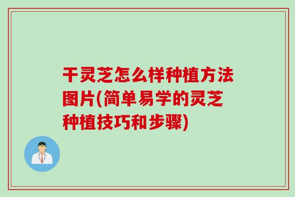 干灵芝怎么样种植方法图片(简单易学的灵芝种植技巧和步骤)