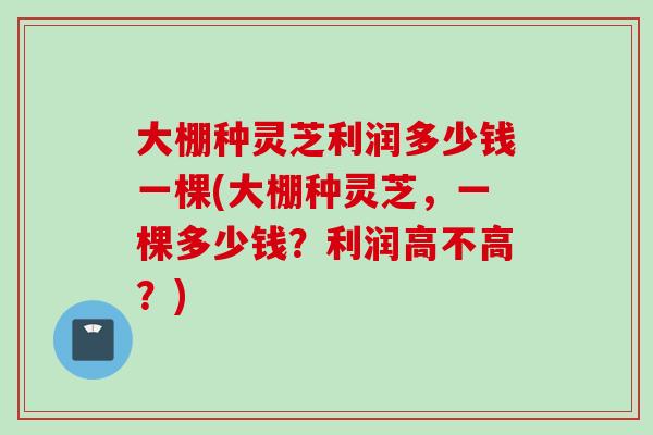 大棚种灵芝利润多少钱一棵(大棚种灵芝，一棵多少钱？利润高不高？)