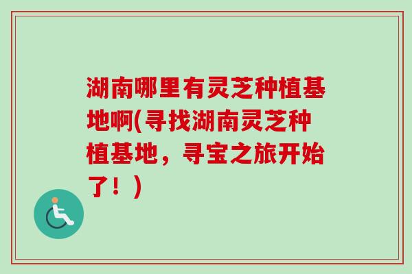 湖南哪里有灵芝种植基地啊(寻找湖南灵芝种植基地，寻宝之旅开始了！)