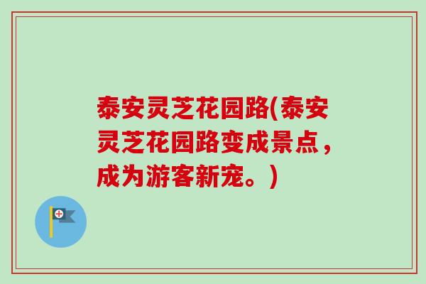 泰安灵芝花园路(泰安灵芝花园路变成景点，成为游客新宠。)