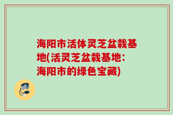 海阳市活体灵芝盆栽基地(活灵芝盆栽基地：海阳市的绿色宝藏)