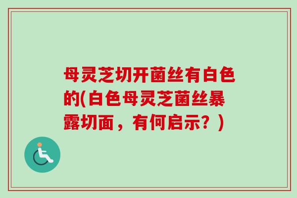母灵芝切开菌丝有白色的(白色母灵芝菌丝暴露切面，有何启示？)