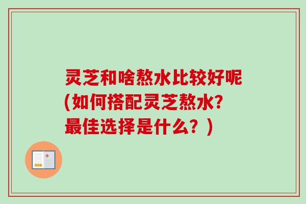 灵芝和啥熬水比较好呢(如何搭配灵芝熬水？最佳选择是什么？)