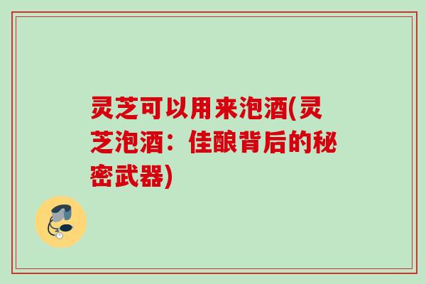 灵芝可以用来泡酒(灵芝泡酒：佳酿背后的秘密武器)