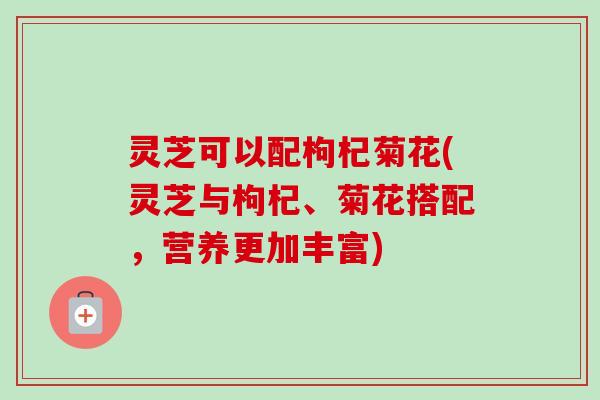 灵芝可以配枸杞菊花(灵芝与枸杞、菊花搭配，营养更加丰富)