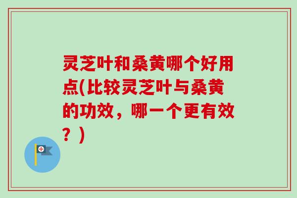 灵芝叶和桑黄哪个好用点(比较灵芝叶与桑黄的功效，哪一个更有效？)