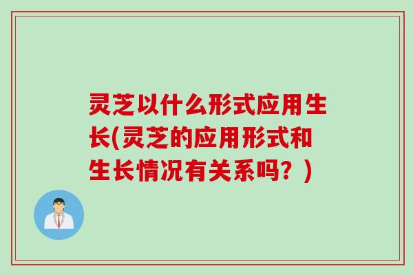 灵芝以什么形式应用生长(灵芝的应用形式和生长情况有关系吗？)