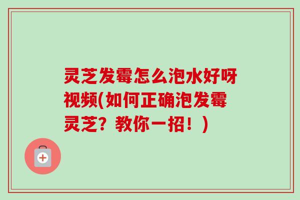 灵芝发霉怎么泡水好呀视频(如何正确泡发霉灵芝？教你一招！)
