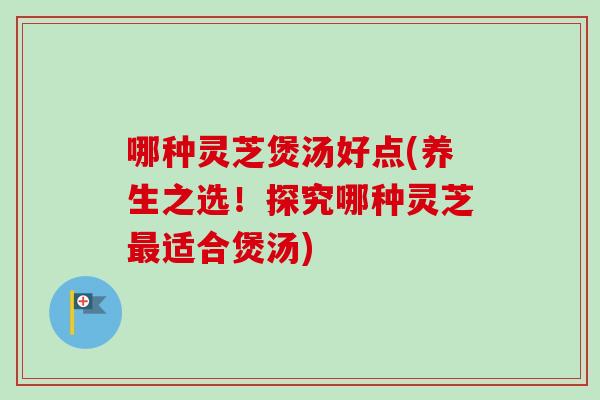 哪种灵芝煲汤好点(养生之选!探究哪种灵芝适合煲汤) 哪种灵芝煲汤好点(养生之选!探究哪种灵芝适合煲汤)