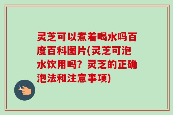 灵芝可以煮着喝水吗百度百科图片(灵芝可泡水饮用吗?灵芝的正确泡法和注意事项) 灵芝可以煮着喝水吗百度百科图片(灵芝可泡水饮用吗?灵芝的正确泡法和注意事项)