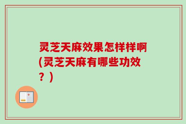 灵芝天麻效果怎样样啊(灵芝天麻有哪些功效？)