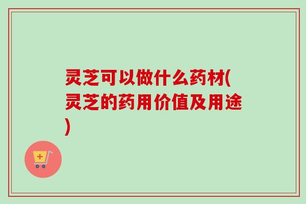 灵芝可以做什么药材(灵芝的药用价值及用途)