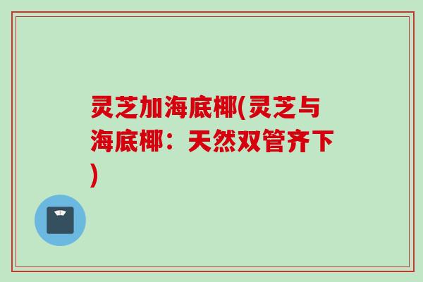 灵芝加海底椰(灵芝与海底椰：天然双管齐下)