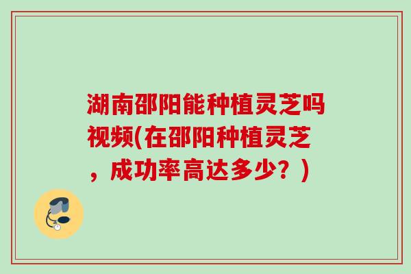 湖南邵阳能种植灵芝吗视频(在邵阳种植灵芝，成功率高达多少？)