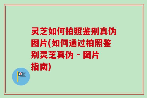 灵芝如何拍照鉴别真伪图片(如何通过拍照鉴别灵芝真伪 - 图片指南)