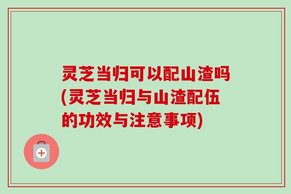 灵芝当归可以配山渣吗(灵芝当归与山渣配伍的功效与注意事项)