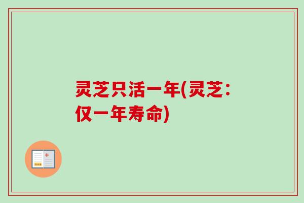 灵芝只活一年(灵芝:仅一年寿命) 灵芝只活一年(灵芝:仅一年寿命)