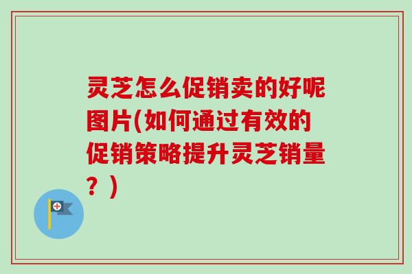 灵芝怎么促销卖的好呢图片(如何通过有效的促销策略提升灵芝销量？)