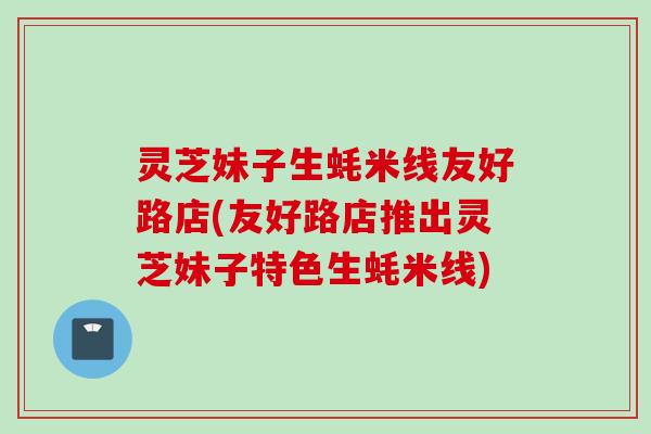 灵芝妹子生蚝米线友好路店(友好路店推出灵芝妹子特色生蚝米线)