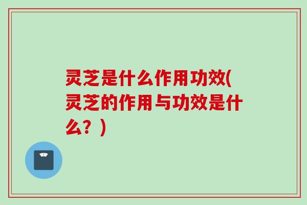 灵芝是什么作用功效(灵芝的作用与功效是什么？)