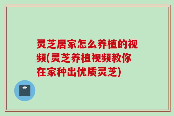 灵芝居家怎么养植的视频(灵芝养植视频教你在家种出优质灵芝)