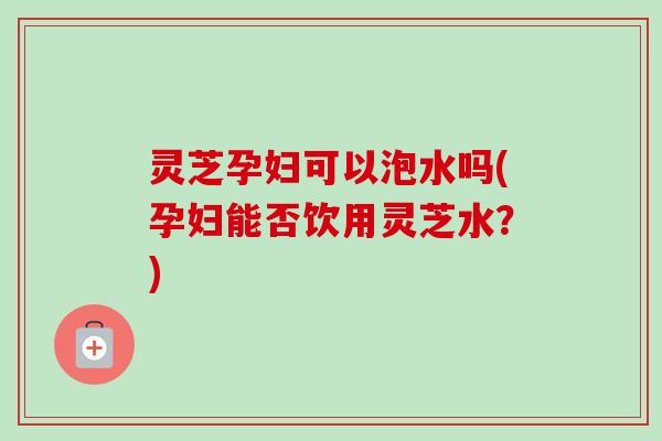 灵芝孕妇可以泡水吗(孕妇能否饮用灵芝水？)