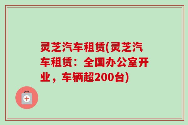 灵芝汽车租赁(灵芝汽车租赁：全国办公室开业，车辆超200台)