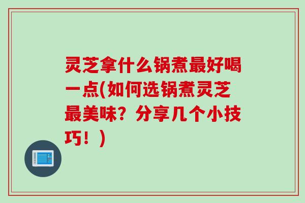 灵芝拿什么锅煮最好喝一点(如何选锅煮灵芝最美味？分享几个小技巧！)