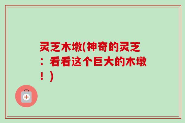 灵芝木墩(神奇的灵芝：看看这个巨大的木墩！)