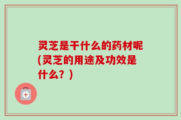 灵芝是干什么的药材呢(灵芝的用途及功效是什么?) 灵芝是干什么的药材呢(灵芝的用途及功效是什么?)