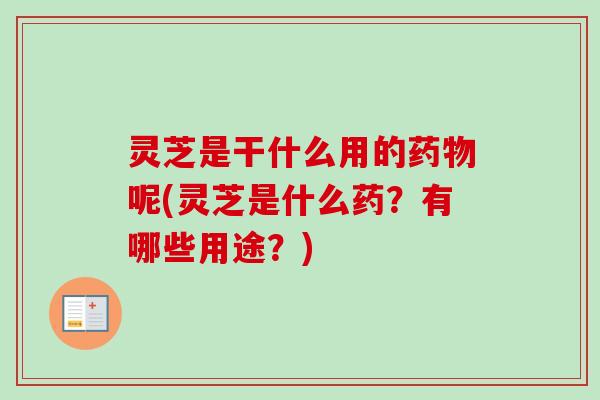 灵芝是干什么用的呢(灵芝是什么药?有哪些用途?) 灵芝是干什么用的呢(灵芝是什么药?有哪些用途?)