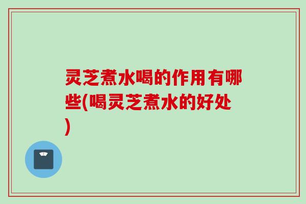 灵芝煮水喝的作用有哪些(喝灵芝煮水的好处)