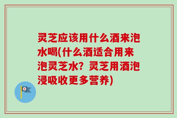 灵芝应该用什么酒来泡水喝(什么酒适合用来泡灵芝水？灵芝用酒泡浸吸收更多营养)