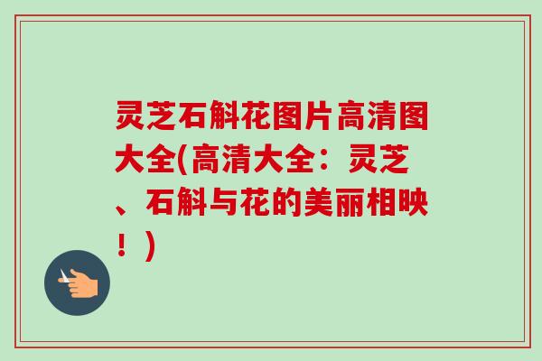 灵芝石斛花图片高清图大全(高清大全：灵芝、石斛与花的美丽相映！)