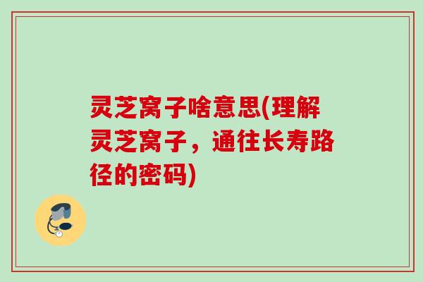 灵芝窝子啥意思(理解灵芝窝子，通往长寿路径的密码)