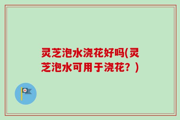 灵芝泡水浇花好吗(灵芝泡水可用于浇花？)