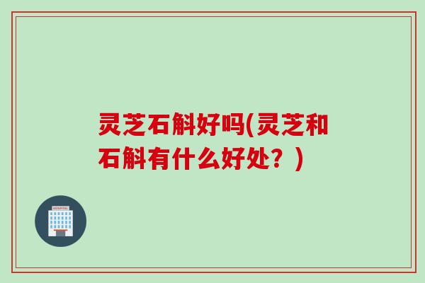 灵芝石斛好吗(灵芝和石斛有什么好处？)