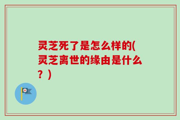 灵芝死了是怎么样的(灵芝离世的缘由是什么？)