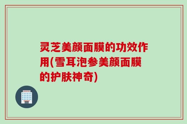 灵芝美颜面膜的功效作用(雪耳泡参美颜面膜的护肤神奇)